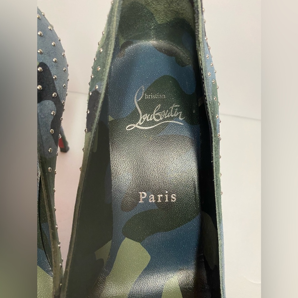 Christian Louboutin Kate plume suede pumps heels camo 35.5 - Picture 5 of 13